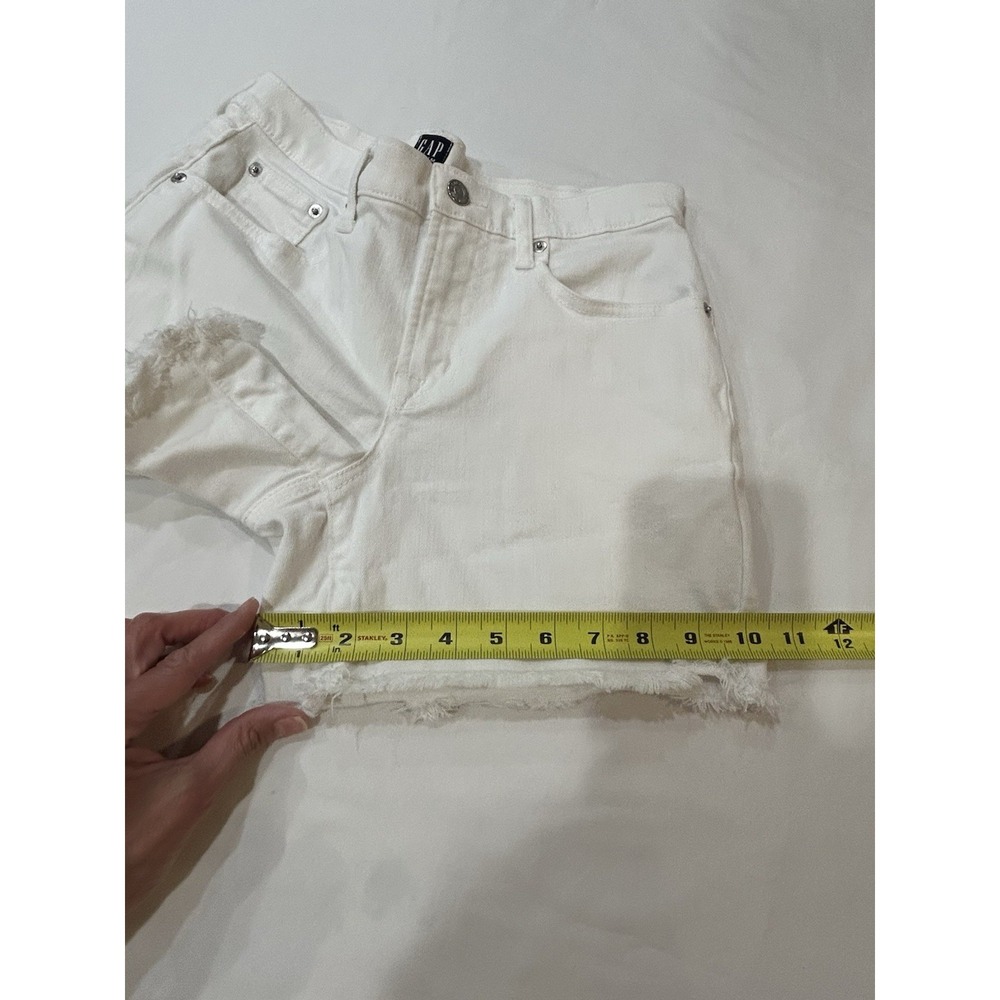 GAP Mid Rise White Denim Raw Hem Classic Boho Festival Summer‎ Short Women 2R/26 - Picture 9 of 10